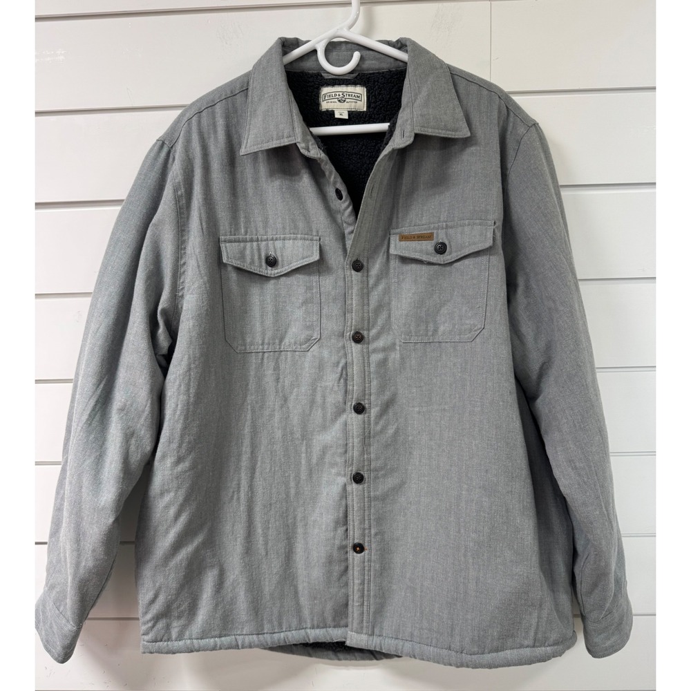 Field & Stream Mens Gray Sherpa Lined Flannel Shirt Jacket XL WPL 12902